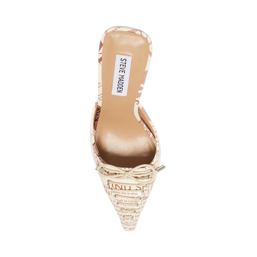 Mulas Steve Madden Brianne Newspaper Print Mujer Blancas | ES FQ814E